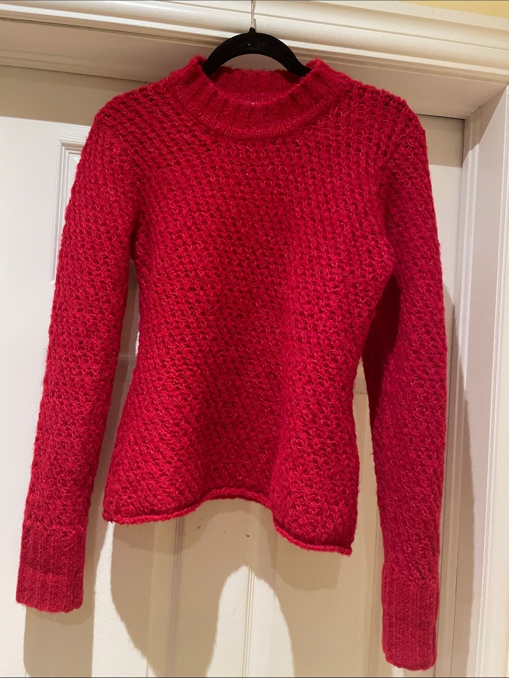 Equipment Femme Red Alpaca Wool Mock Neck Sweater Quiet Luxury